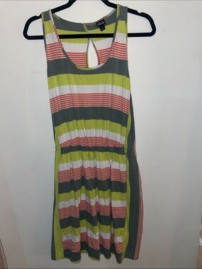 Patagonia Striped Tank Dress in Olive, White & Coral